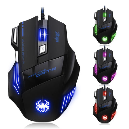 T-80 Gaming Mouse 7200 DPI Backlight Multi Color LED Optical 7 Button Mouse Gamer USB Wired Gaming Mouse for Pro Gamer