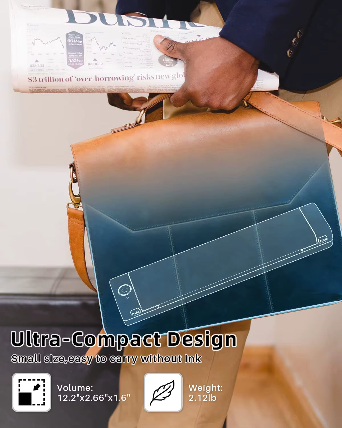 M08F Portable Thermal Printer Bluetooth Phone Printer for Home Use A4 Mobile Printer for Laptops Inkless Travel Wireless Printer