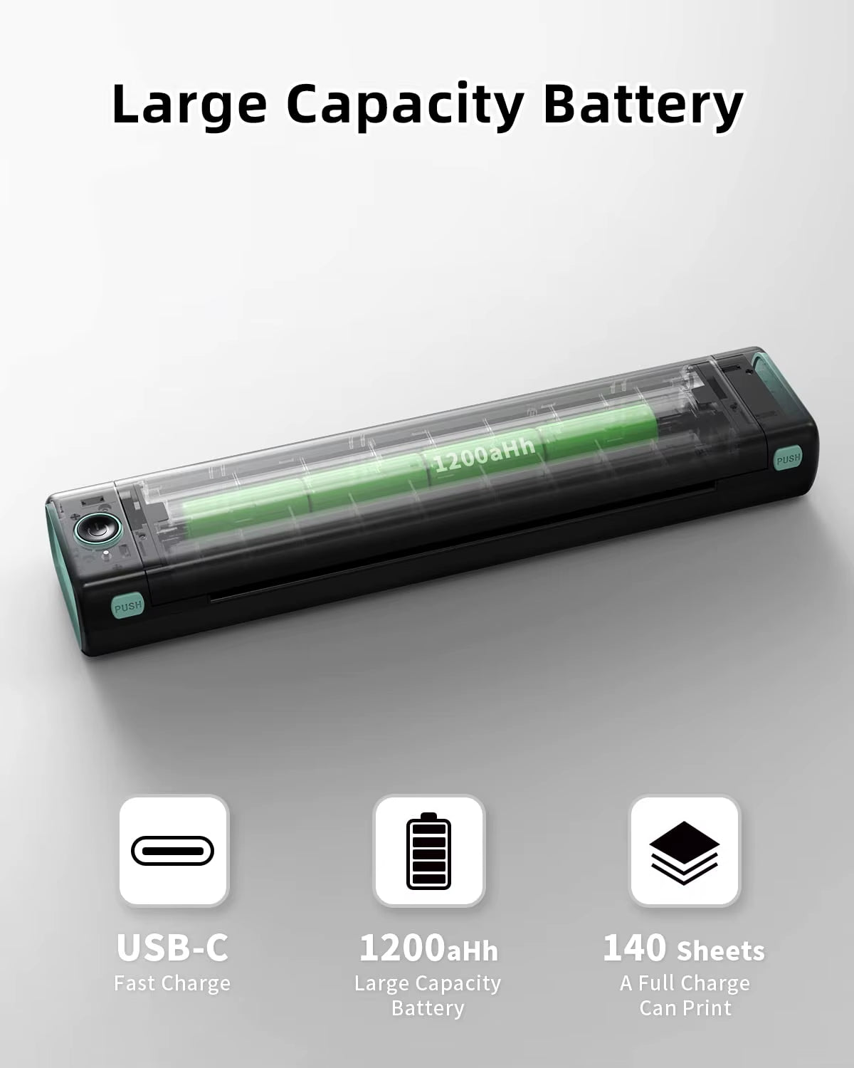 M08F Portable Thermal Printer Bluetooth Phone Printer for Home Use A4 Mobile Printer for Laptops Inkless Travel Wireless Printer